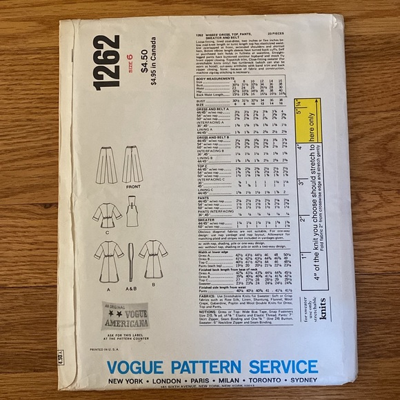 VTG ‘70s Vogue Anne Klein UNCUT Pattern - Picture 2 of 8